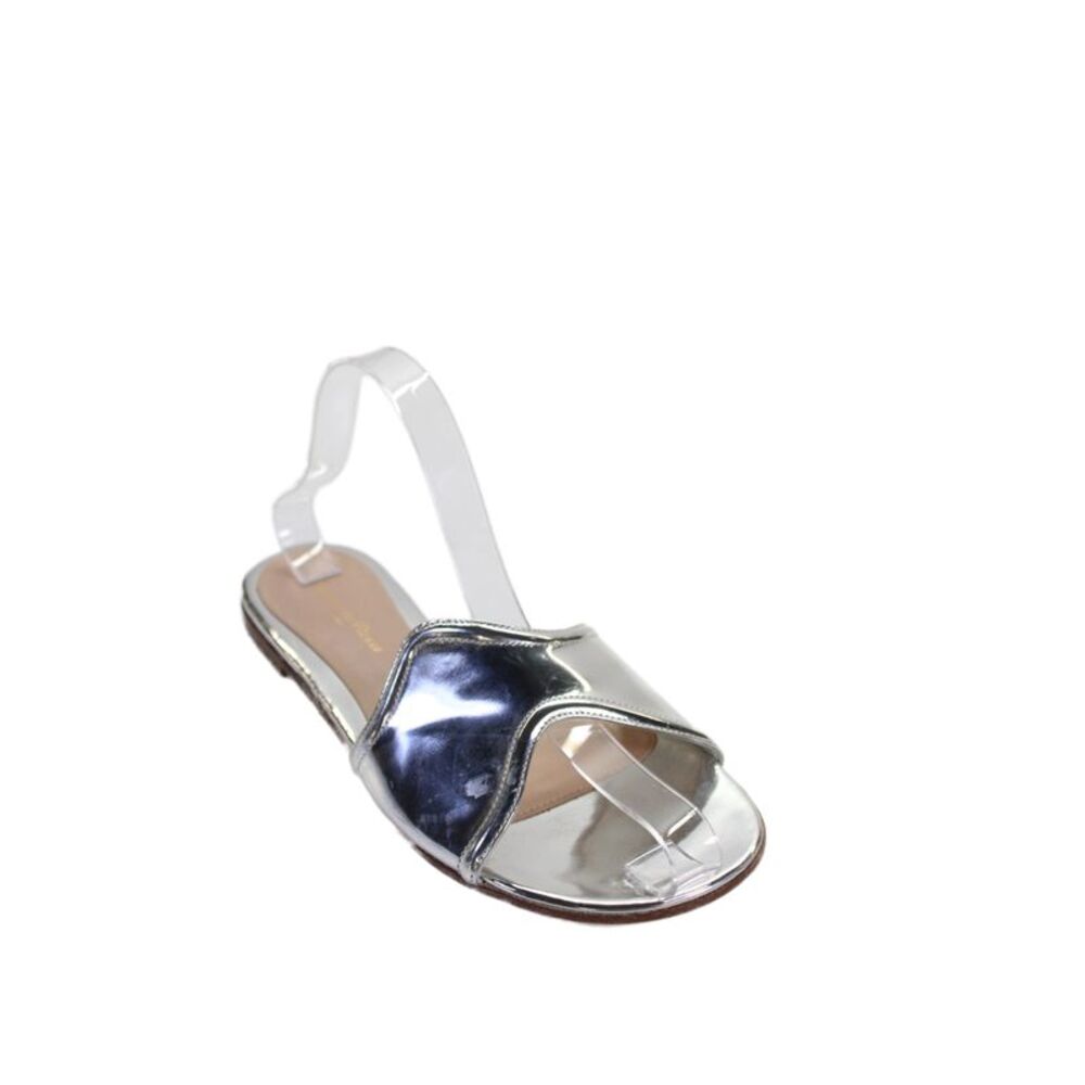 Gianvito Rossi Womens Patent Leather Metallic Sandals Silver Size EUR 37.5